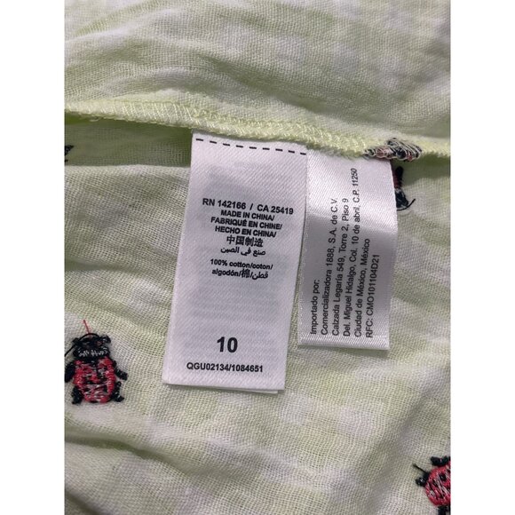 PEEK Ladybug Schiffli Dress Lime Gingham 10 Embroidered Smocked Sundress Tiered - Picture 11 of 11